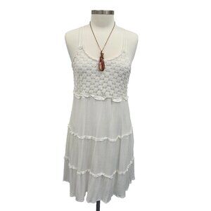 Maurices M White Crochet Lace Tiered Mini Dress Boho Summer Festival Cottagecore